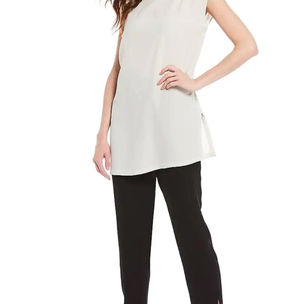 Eileen Fisher Silk Georgette Crepe Tapered Pant
